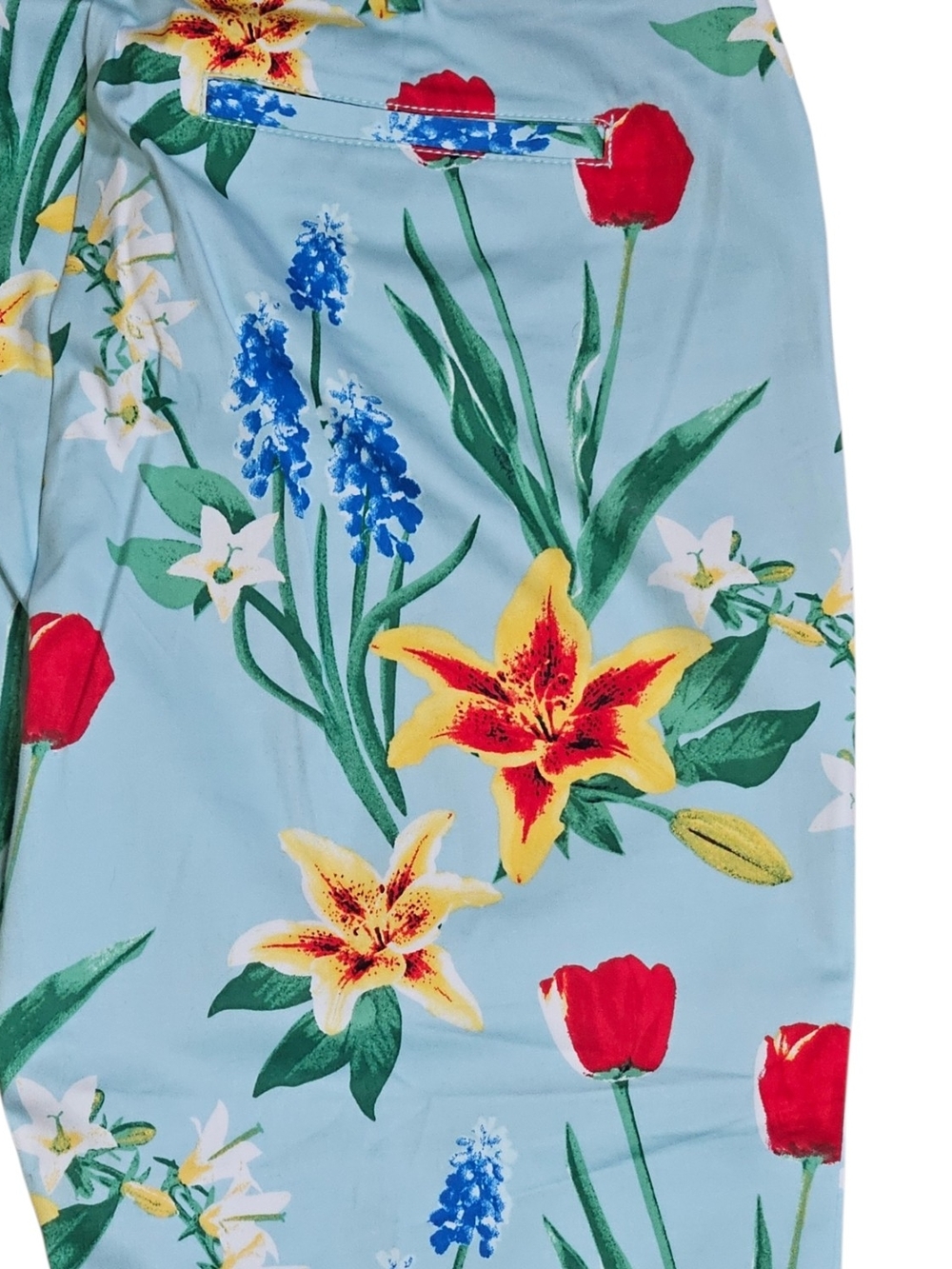 NY&Co Light Blue Floral Crop Pants - Picture 5 of 7